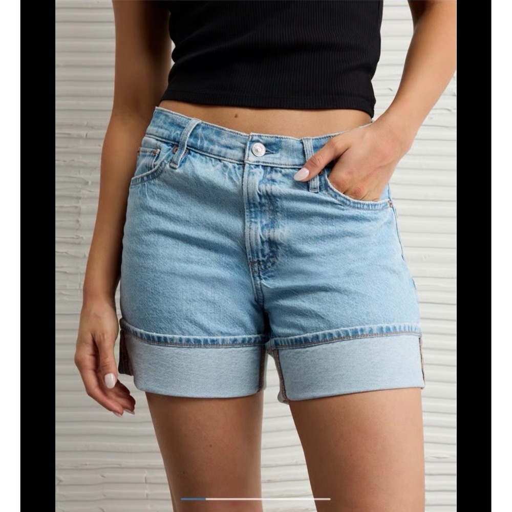 American Eagle Y2K Light Wash Denim Shorts 000 Mid Rise Cuffed Festival Summer